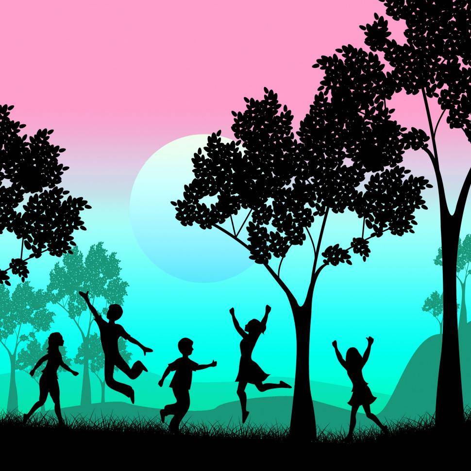 a group of children playing in the park